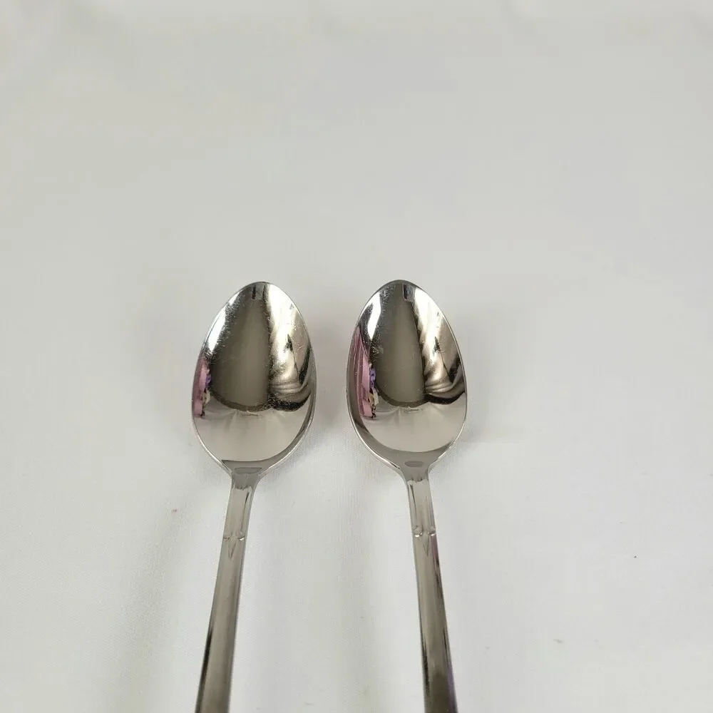 Oneida Satin Accent Stainless Flatware Set 2 Iced Tea Spoons Oneidacraft USA 7.5